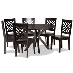 Baxton Studio Ela Modern and Contemporary Dark Brown Finished Wood 7-Piece Dining Set Baxton Studio Ela Modern and Contemporary Dark Brown Finished Wood 7-Piece Dining Set